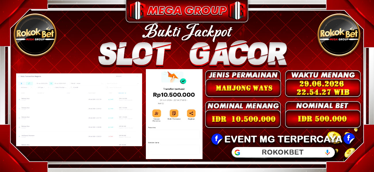 Bukti JP situs Rokokbet hari Senin, 29 Juni 2026