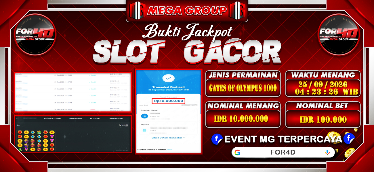 Bukti JP situs For4D hari Jumat, 25 September 2026