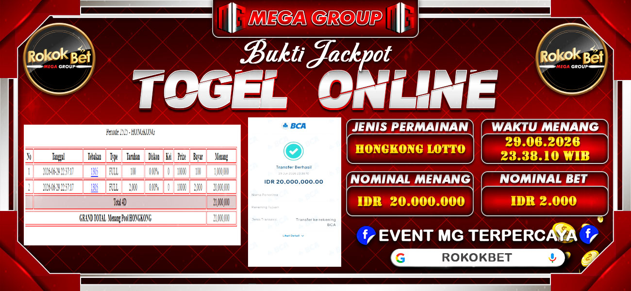 Bukti JP situs Rokokbet hari Senin, 29 Juni 2026