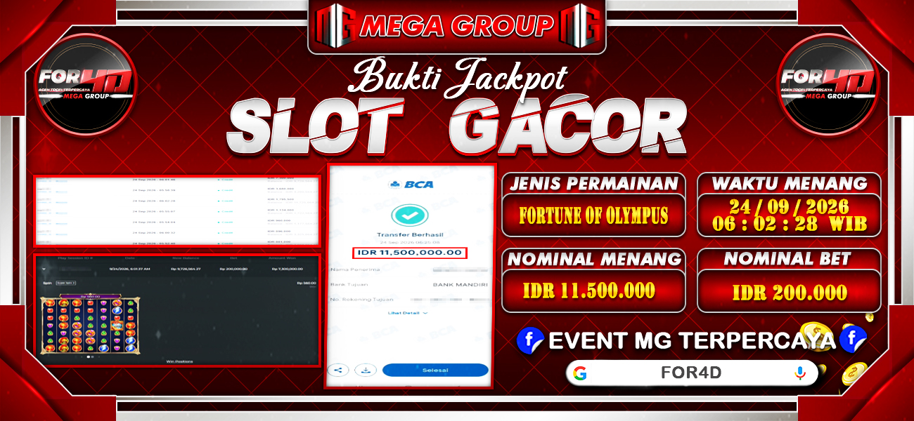 Bukti JP situs For4D hari Jumat, 25 September 2026